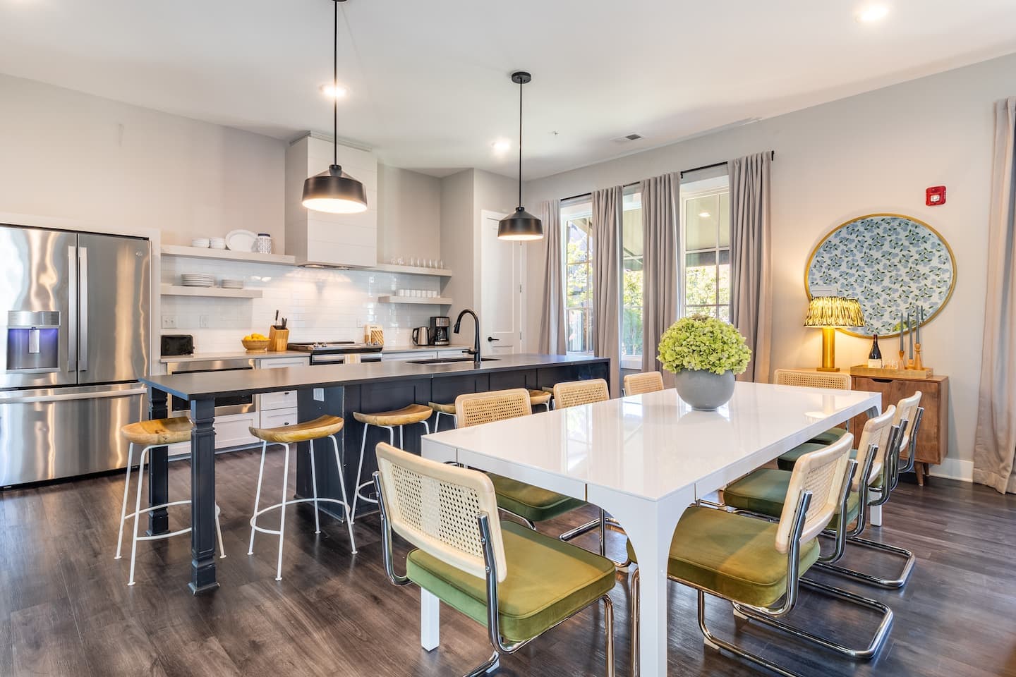 Kitchen, dining and living area in a Magnolia townhome