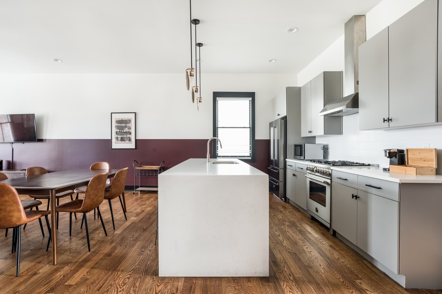 Living room and kitchen in a Monroe house
