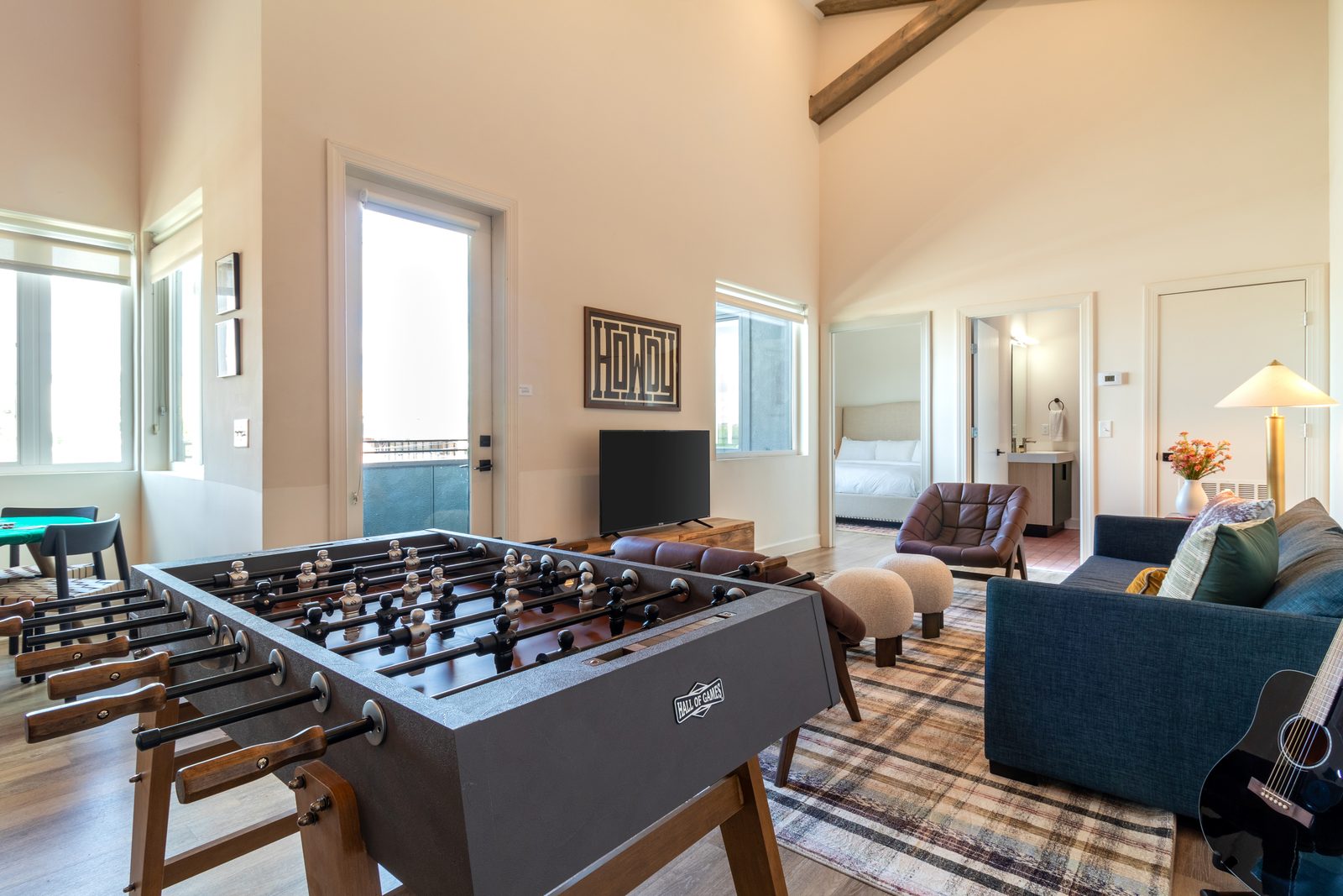Foosball table in a two-bedroom suite at The Conway