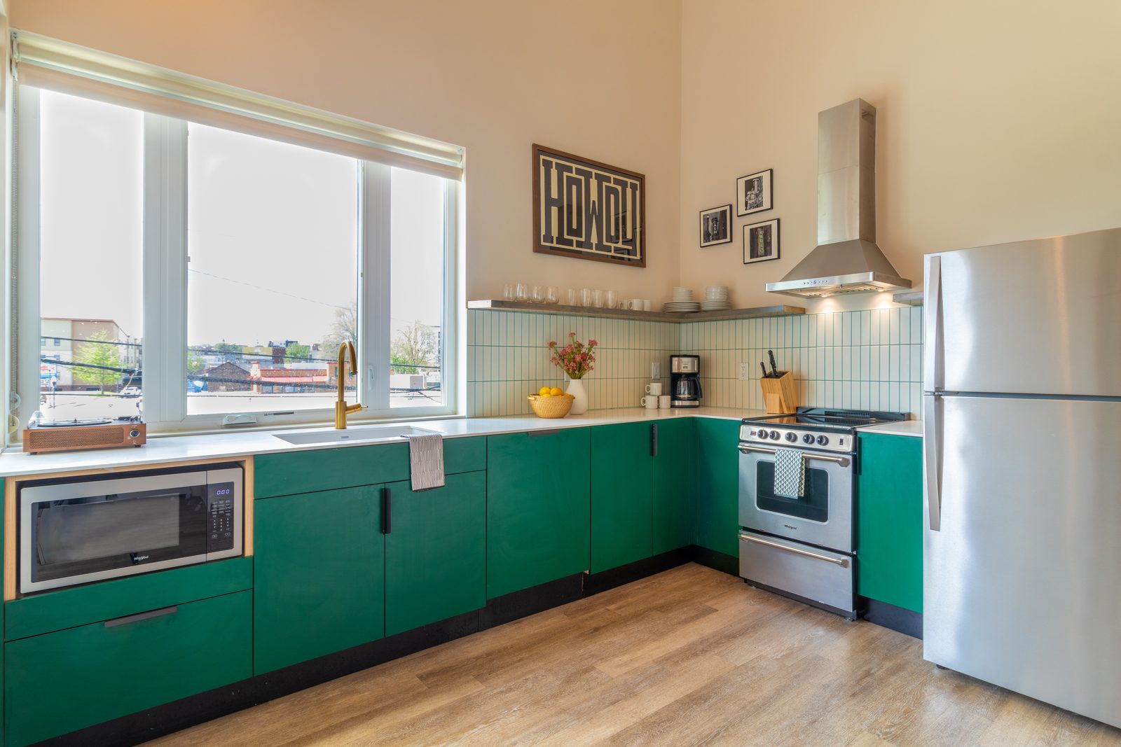 Full kitchen in a two-bedroom suite at The Conway